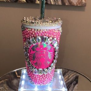 Authentic holographic Starbucks reusable cup custom designed bling